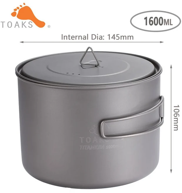 TOAKS 초경량 티타늄 컵 새로운 냄비 야외 캠핑 그릇 휴대용 피크닉 워터, 03 POT-1600