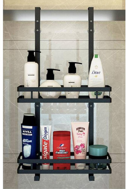 화장실 욕실 걸이형 샤워부스 선반 수납장 조립형 깔끔한 튼튼한 샴푸 정리대 거치대 걸이, 2단, 1개