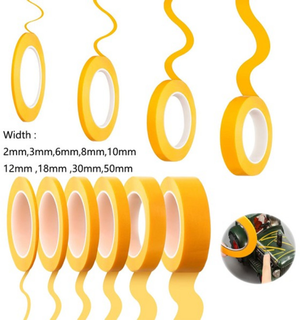테이프 그림에 눈물 마스킹 없이 50mm 종이 노란색 1pcs 원활한 접착 장식 페인트 자동차 질감, 8mm 20M, 1개