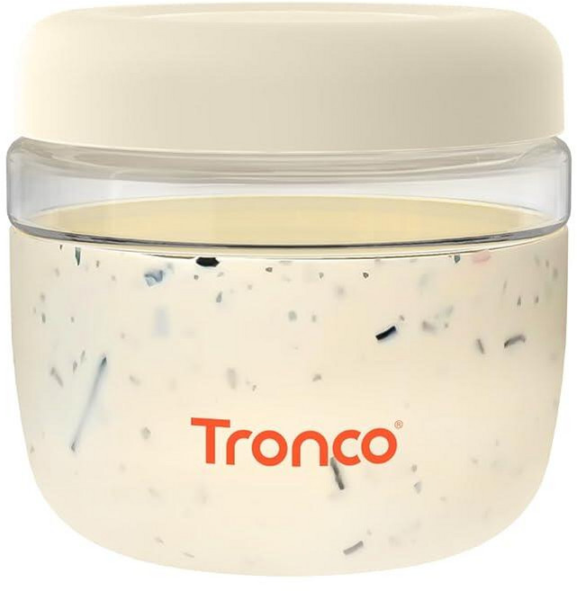 Tronco 뚜껑이 있는 473.2ml(16온스) 유리 식품 보관 용기 밀폐 누출 및 흘림 방지 도시락 그릇 밀프렙 샐러드 요거트 수프 스튜용 전자레인지 식기세척기, 테라조 크림