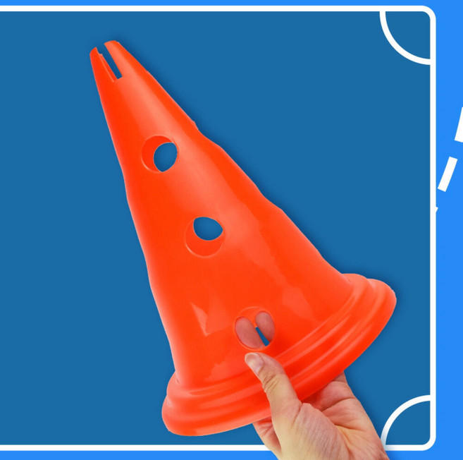 플라스틱 스포츠 훈련 삼각콘 좌우측 상단 홈 구멍 축구트레이닝 미니허들, 오렌지