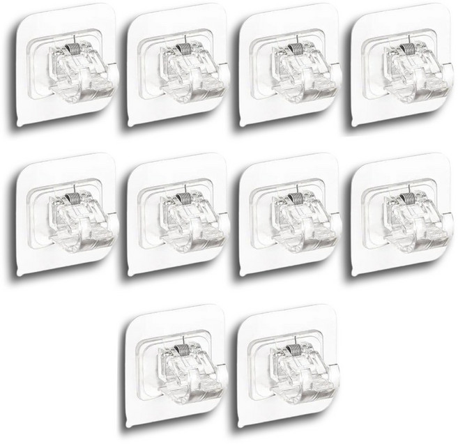 5+5기획 트리오즈 무타공 커튼 브라켓 압축봉 커튼봉 걸이, 10개, 투명