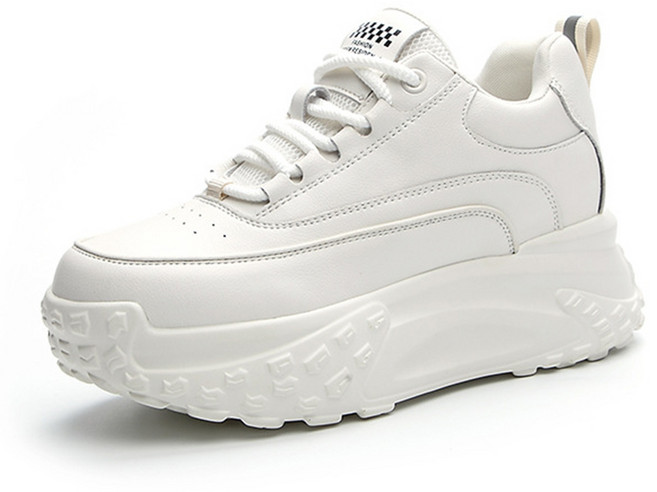 T2R 真皮拼接厚底老爹鞋 7.5公分鞋底 白色 黑色 粉色