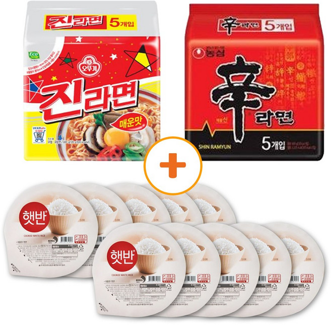 라밥 멀티팩 신라면(5입)+진라면매운맛(5입)+CJ햇반200g(10입), 1개