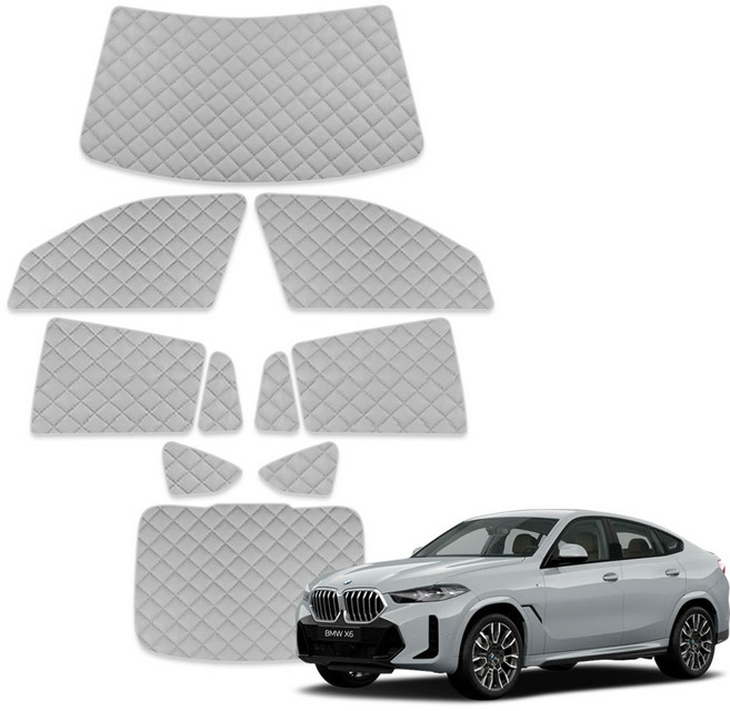 루젠 BMW X6 차박커튼 캠핑 암막 햇빛가리개, 1세트, 라이트그레이