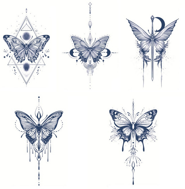 MIR WAY 인스턴트 타투스티커 반영구 헤나 문신스티커 5종세트, 1개, MWD-D 5장세트