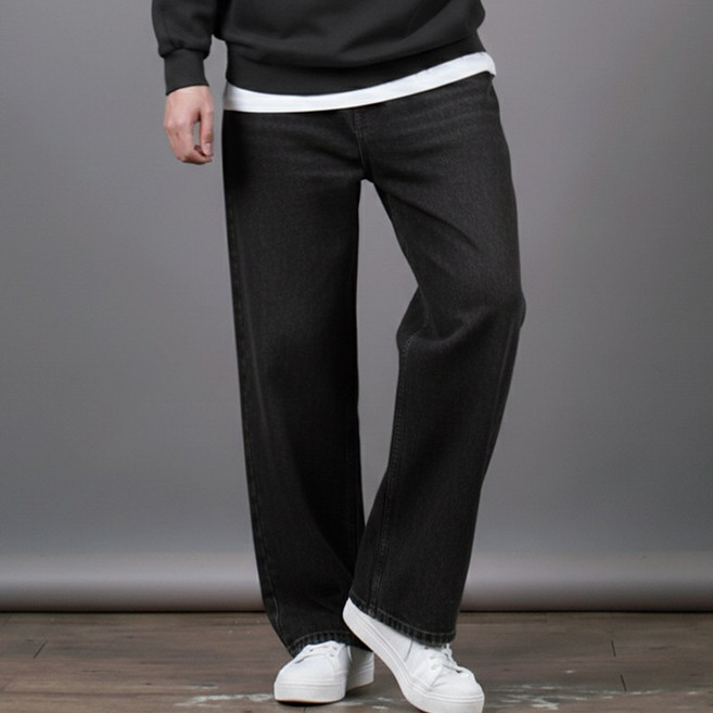 스댕클럽 남성용 난스판 히든밴딩 와이드 데님 팬츠 SKD0617