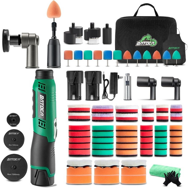 바토카 S6 미니 무선 차량 광택기 듀얼 액션 폴리셔 배터리 2개 부속품 세트, K2