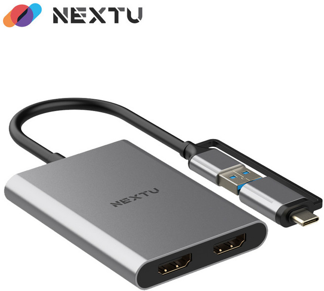 넥스트유 버이맨 USB C to HDMI 4K 듀얼 모니터 확장 컨버터 NEXTU-5622TCH-DUAL, 1개