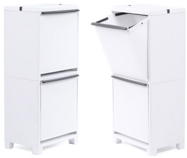 프랑코 스탠드 분리수거함2단 40L 슬라이딩도어, 1개