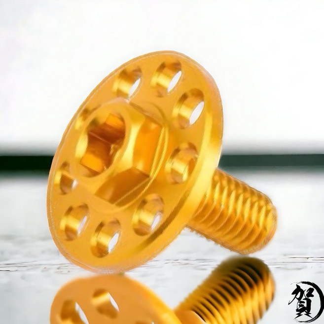 金大頭 201鍍金大頭螺絲 M6x20mm 燒金, 1個, 燒金 大頭螺絲
