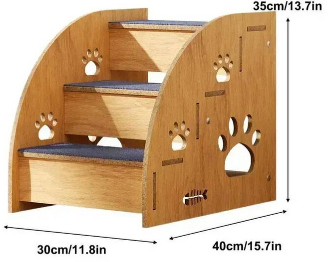 높은 침대를 위한 안전하고 세련된 목재 애완동물 계단 강아지를 손쉬운 등산!, 3 layer, 1개