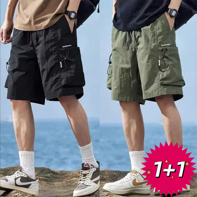 1+1 남성 카고 반바지 남성 여름 나일론 가벼운 포켓 스트릿 캐주얼 아웃도어 숏츠 0329 53