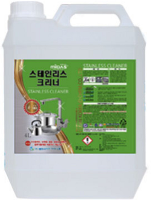 마이더스 크리너 스테인리스 크리너 유기산 친환경 세척제 건물관리용 3.75L, 1개