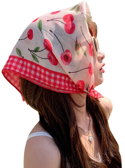 무티아 에어리 바부슈카 꽃무늬 스카프 헤어 밴드 쁘띠 넥치프 58cm