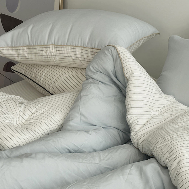 국산제조 100% 모달 스트라이프 체온조절 알러지케어 모마 차렵이불 사계절 침구세트 슈퍼싱글 퀸 킹