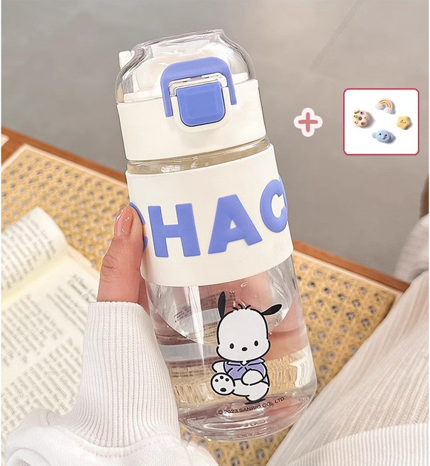 다나에 산리오 공식 라이센스 원터치 트라이탄 물병 보틀+데코덴 파츠, 490ml, 포챠코, 1개