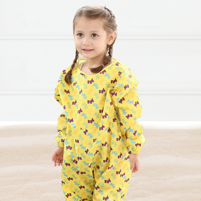 엘리몽 유아 전신 미술가운 지퍼형, 럭키도그 옐로우