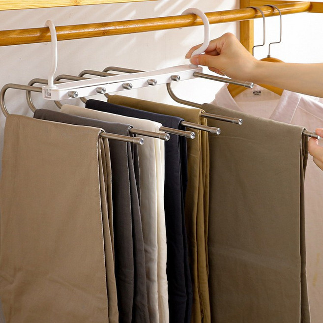 접이식 바지걸이 회전형 6단 바지 수납 옷걸이, 1개, 상세페이지 참조