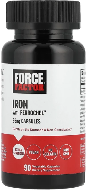 단백질 비타민 철분 마그내슘 칼슘 Force Factor Iron with Ferrochel™ 36 mg 90 Vegetable Capsules 고루고루섭취해주세요, ForceFactorIronwithFerrochel36, 1개 - 쿠팡