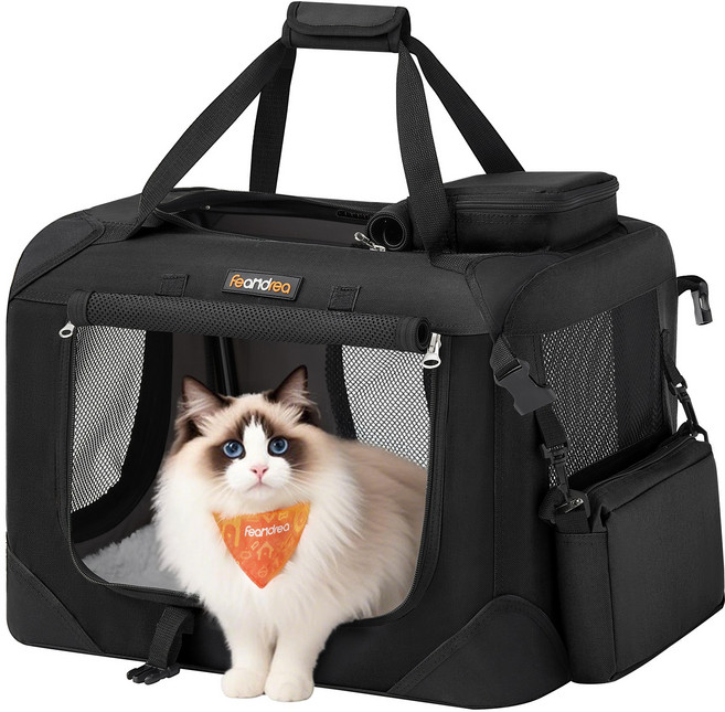 FEANDREA 다기능 통풍 반려동물 이동가방 산책가방 외출가방 이동장, 1개, 블랙