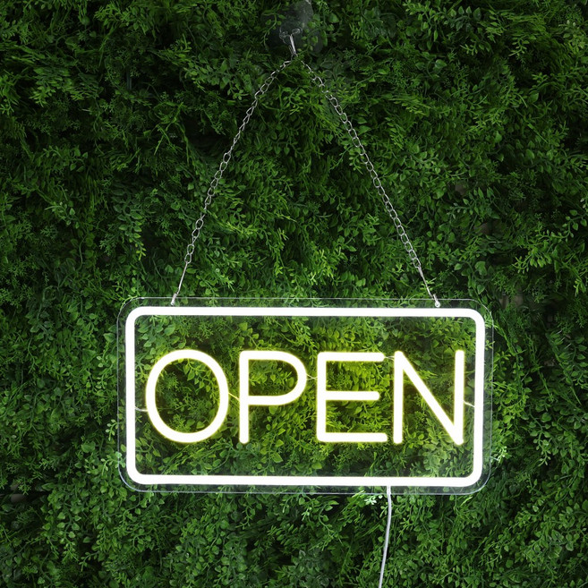 HK sell 라임 사각 OPEN LED 네온사인 24시 영업중 오픈 아크릴 간판, 단품