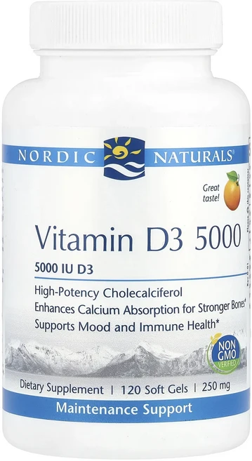 Nordic Naturals 비타민D3 5000 오렌지 5000IU 소프트젤 120정, NordicNaturals비타민D35000오렌지5000, 1개 - 쿠팡