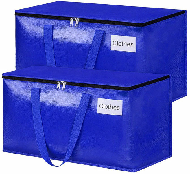 에이제이큐 초대형 방수 다용도 이사가방 정리함, 2개, 블루