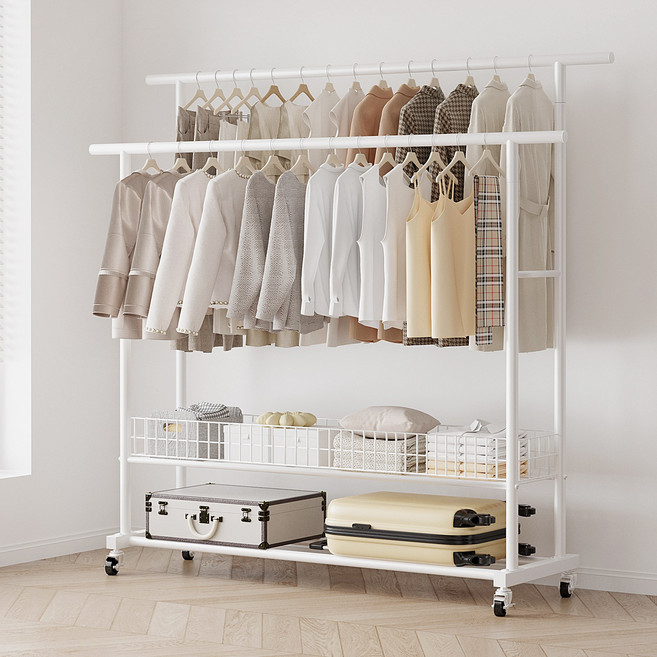 라보토리 철제 이동식 튼튼한 옷걸이 행거, 화이트C