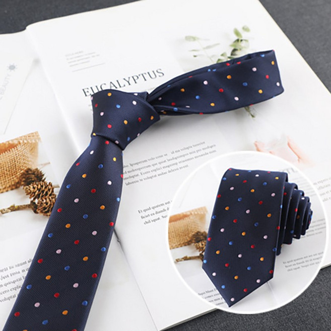 남성용 슬림 도트 넥타이 땡땡이 무늬 9종 정장 출근 면접 데일리 타이