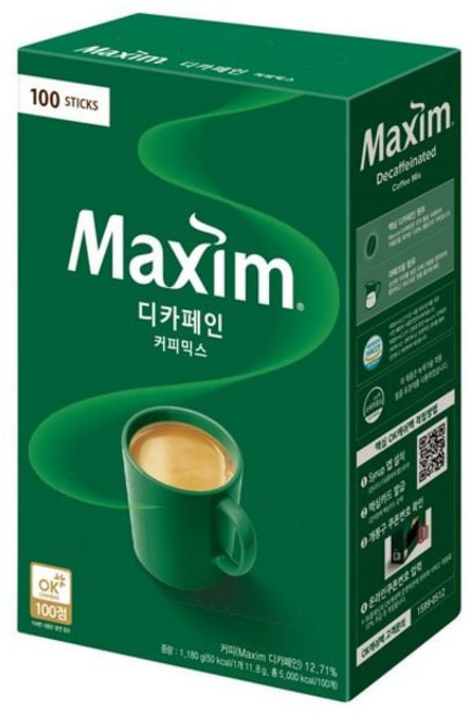 맥심 디카페인 커피믹스(11.8gx100T 동서식품) agssfg560eat, 11.8g