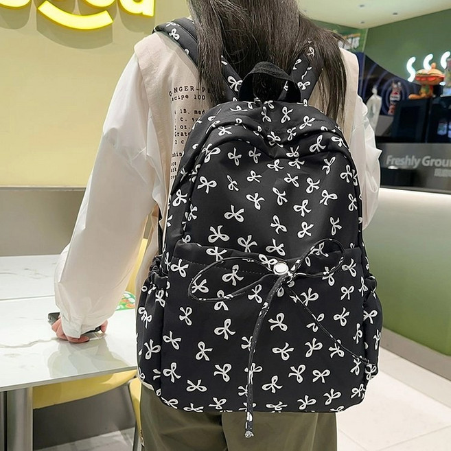 투니스 여성 심플 리본 프린팅 빅 백팩