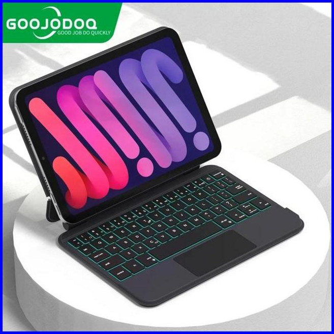 한글 키보드 매직키보드 호환 GOOJODOQ 매직 키보드 케이스 플로팅 캔틸레버 스탠드 멀티터치 트랙패드 아이패드 미니 6 6 세대, 한글 Black, 1개