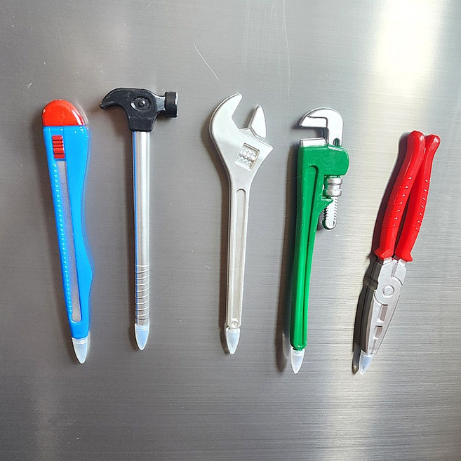 무료배송/(5개세트) 마그넷 철제가구 부착가능 재밌는 공구모양 볼펜세트, 1개