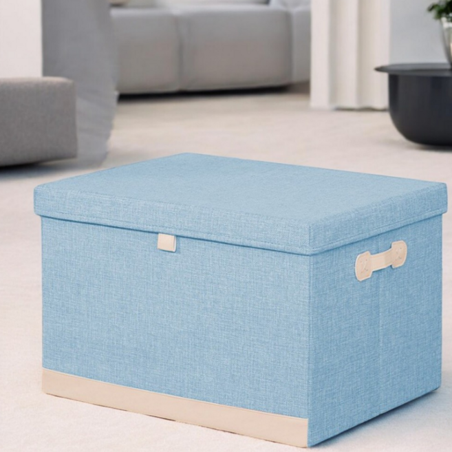 넷세일마켓 커버있는 접이식 다용도 옷 수납정리함 리빙박스, 1개, 스카이 블루