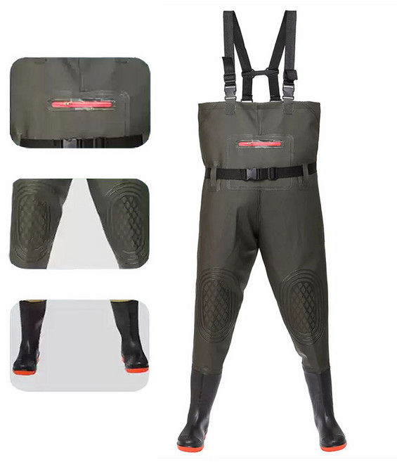 방일 다용도 방수 가슴장화 갯벌체험옷 낚시 장비 산업용 전신바지, 265, 녹색