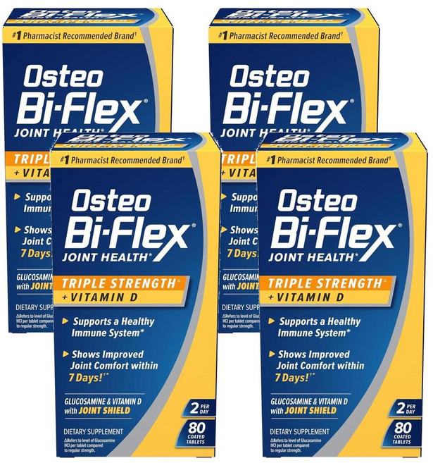 Osteo Bi-Flex 오스테오 바이플렉스 조인트 헬스 트리플 스트렝스 비타민 D3 2000 IU 80정, 4개