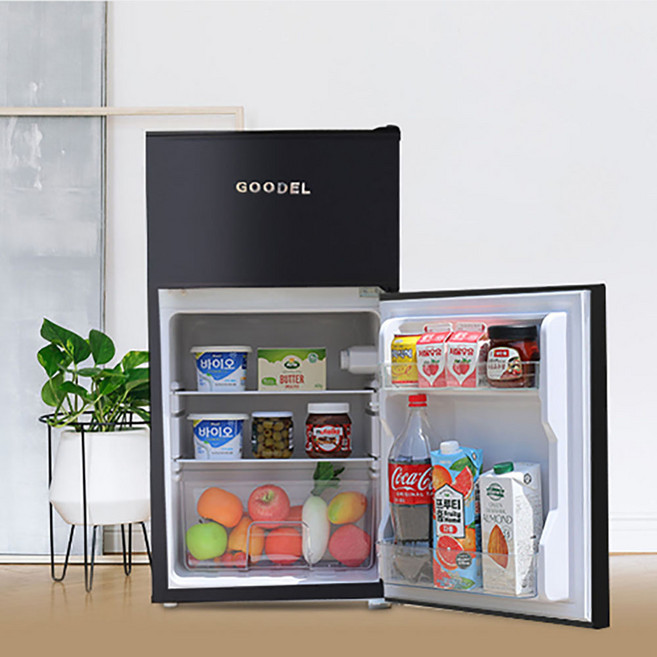 구델 미니 소형 냉장고 WDL99K 90L 블랙 2도어 (원룸 음료 술 와인 화장품)