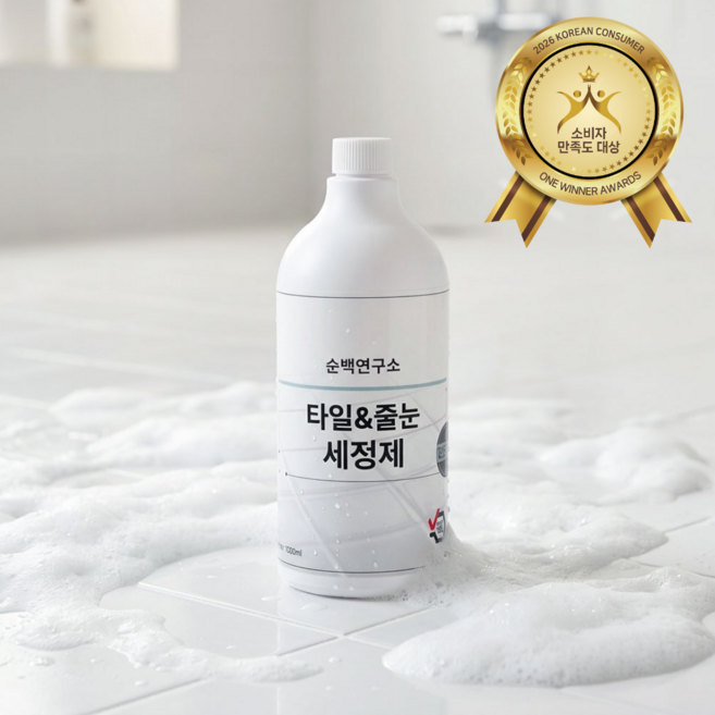 순백연구소 전문가용 욕실 줄눈 청소 세제 타일 화장실 변기 세면대 바닥청소 세정제 업소용 타일크리너, 1개, 1L