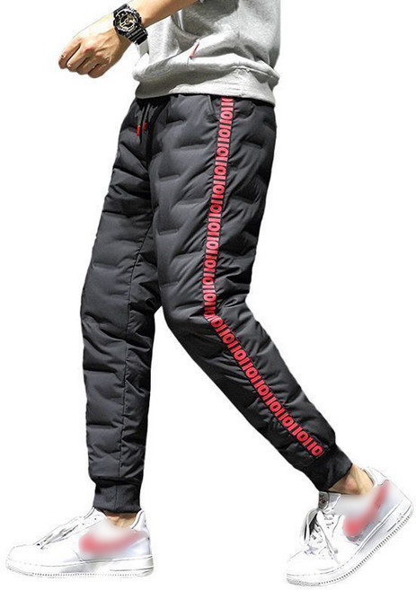 중년남성용 패딩바지 겨울 기모 도톰한 누빔 오리털 충전재 패딩 바지 스트링 밴딩 조거팬츠 빅사이즈