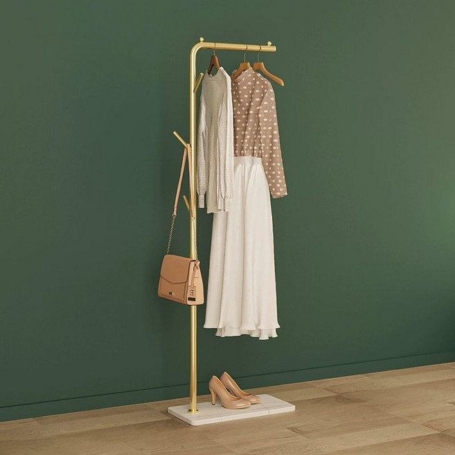 인테리어 행거 스탠드 헹거 옷걸이 스탠딩 드레스룸, 1개, 화이트스톤슬라브+골드가지형 170cm