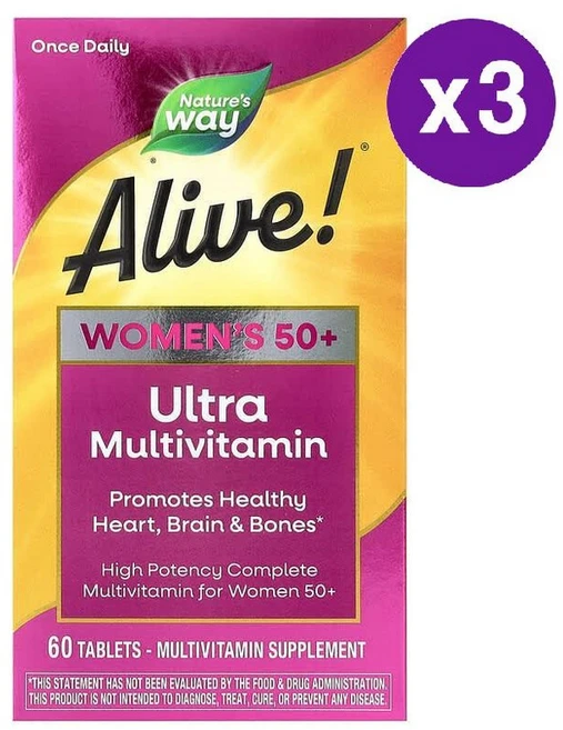 네이처스웨이 3개X Natures Way Alive 50세 이상 여성용 울트라 종합비타민 60정, 3개 - 쿠팡