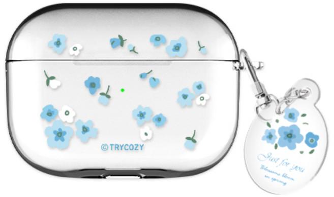 플라워 가든 에어팟프로2 클리어 케이스 +아크릴키링 세트, 플라워 가든_델피니움, AirPods Pro(2세대)