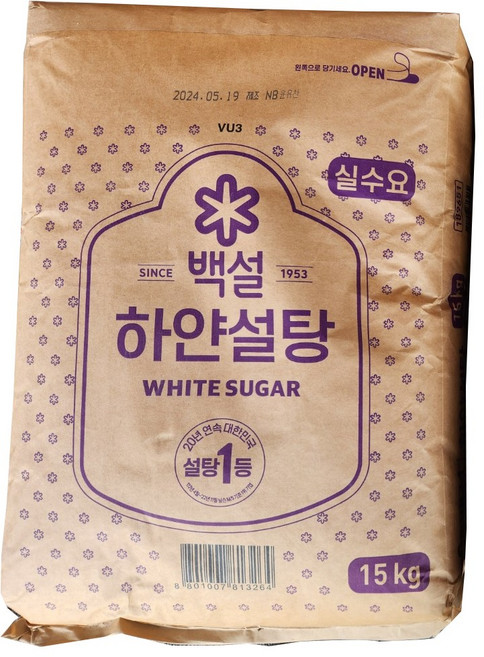 백설 하얀설탕, 15kg, 1개