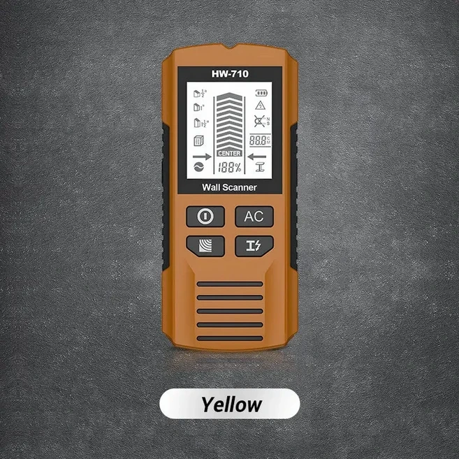 HW 710 다기능 스터드 파인더 탐지기 깊이 AC 스캐너 추적기 목재 전자 금속 벽 와이어 케이블, 03 YELLOW, 1개