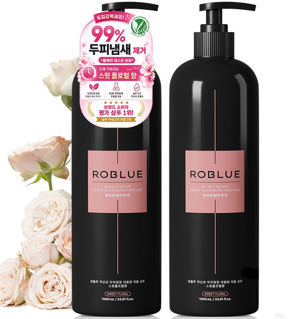 로블루 여성 샴푸 1 위 향기좋은샴푸 비듬 단백질 대용량 샴푸 구매1위 향수 퍼퓸 약산성 샴푸 스윗플로럴향, 1L, 2개