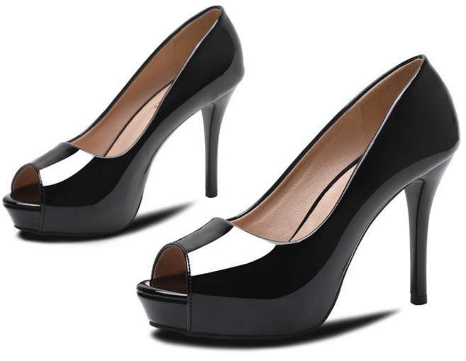 여자 토오픈 하이힐 가보시 에나멜 섹시 스몰 사이즈 단화 210-245