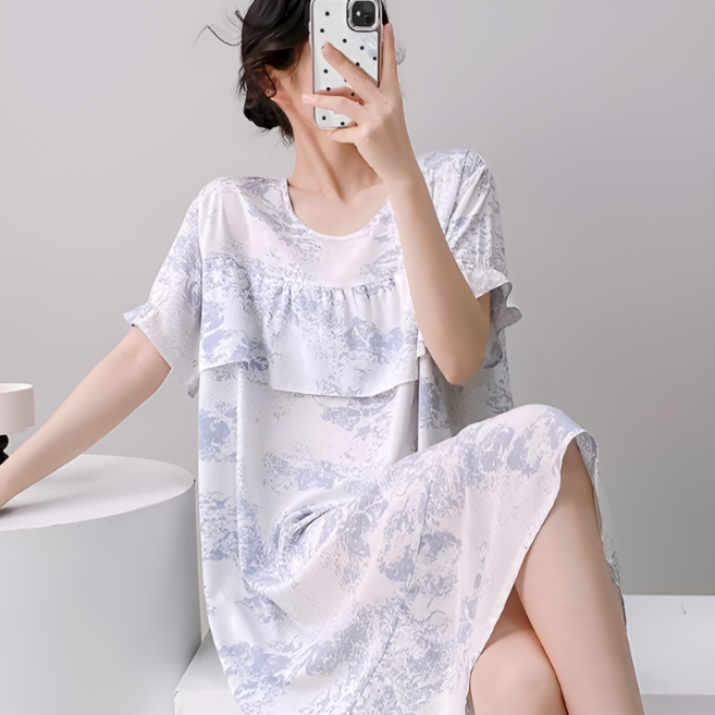 오제브 비스코스 홈웨어 파자마 원피스 잠옷