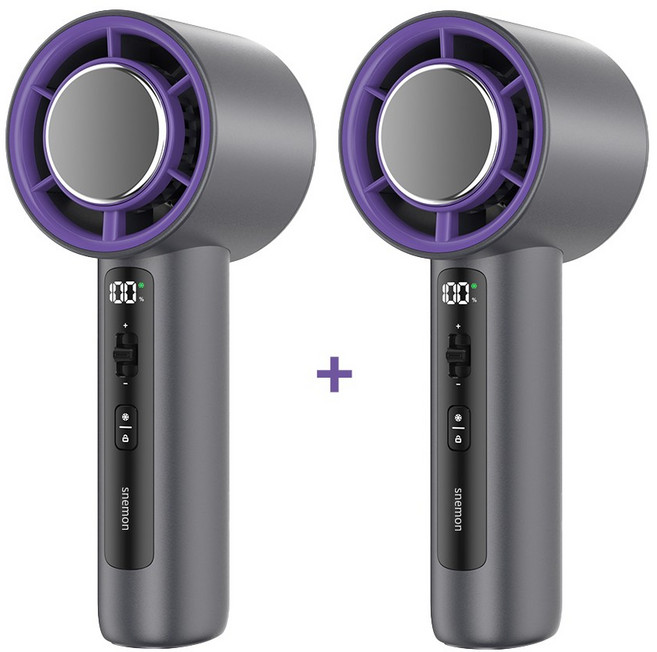 스네몬 휴대용 미니 손 선풍기 에어컨 고속 BLDC 100단 대용량배터리 손풍기, 쿨그레이×2개