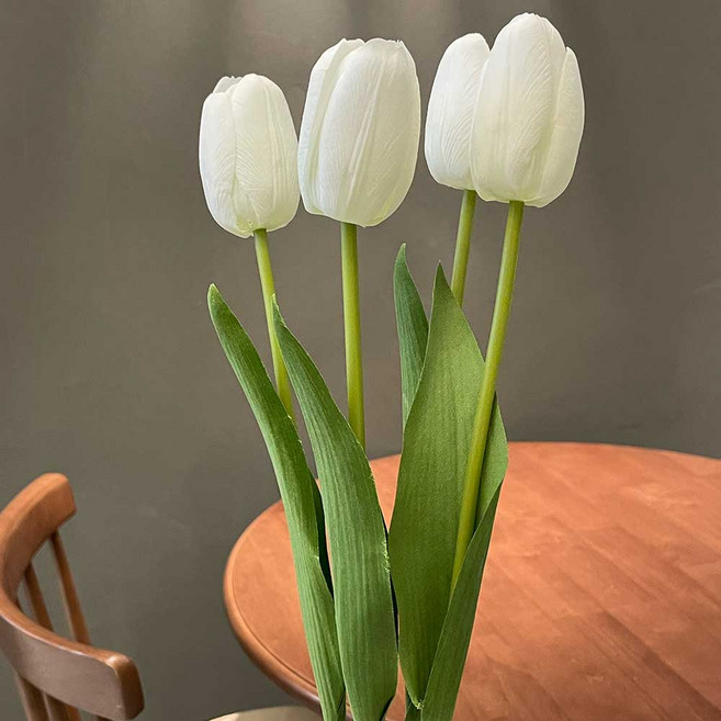 다람앤토리 생화같은 튤립조화 화이트 인테리어 가짜꽃, 4개